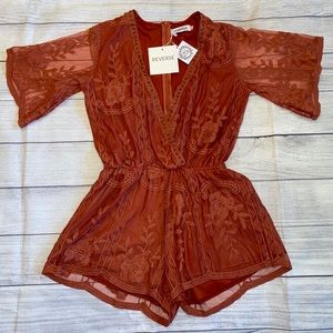 Rust Lace Romper - Size: Large